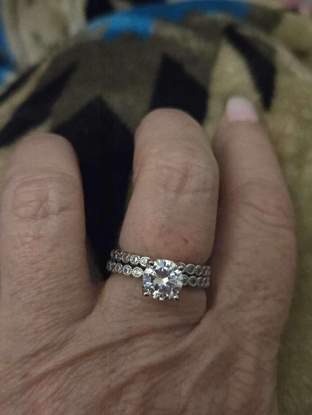 Sterling Silver Round Cubic Zirconia Wedding Ring Set